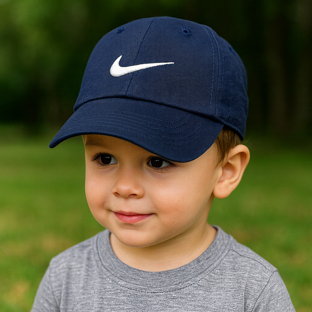 Nike Club Cap Kids Toddler Swoosh Adjustable Hat Obsidian White 2-4T New